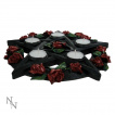 Porte-bougies pentagramme  roses rouges (29,5cm)