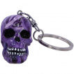 Porte-cls tte de mort dcore de roses violettes (5cm)