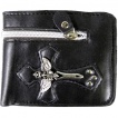 Porte-feuilles-cartes noir avec croix ailée en métal