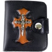 Porte-feuilles-cartes noir et orange avec croix à têtes de mort