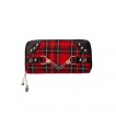 Portefeuille punk Banned à tartan, paire de menottes et chainette à crane