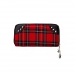 Portefeuille punk Banned à tartan, paire de menottes et chainette à crane