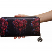 Portefeuille femme gothique à coeur de roses (21cm)