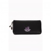 Portefeuille gothique Banned noir à motifs violets chouettes et manoir hanté
