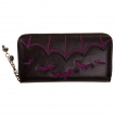 Portefeuille gothique Banned noir  chauve-souris violettes en relief