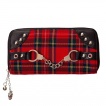 Portefeuille punk Banned à tartan, paire de menottes et chainette à crane