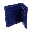 Portefeuilles médiéval à fleur de lys et lions en similicuir bleu et rouge
