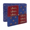 Portefeuilles médiéval à fleur de lys et lions en similicuir bleu et rouge