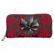 Portefeuilles noir  motif floral rouge et noeud chauve-souris - Banned