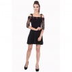 Robe court rockabilly noire Banned  cerises et dentelle