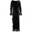 Robe de soire gothique noire  coupe asymtrique avec dentelle