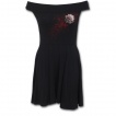 Robe gothique col bardot avec rose ensanglanté et éclaboussures