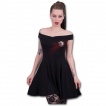 Robe gothique col bardot avec rose ensanglanté et éclaboussures