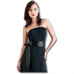 Robe gothique élégante noire à dos plissé et rubans