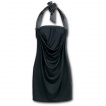 Robe gothique élégante noire à dos plissé et rubans