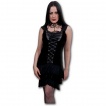 Robe gothique noire  lacets et velours pliss