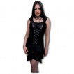 Robe gothique noire à lacets et velours plissé