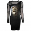 Robe gothique noire à manches longues avec Lion fier en armure