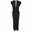 Robe longue noire, fendue avec dos et decolleté transparent