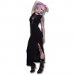 Robe longue noire, fendue avec dos et decolleté transparent