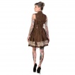 Robe steampunk Banned marron à rayures et pièces similicuir