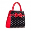 Sac à main carré Rockabilly Banned noir et rouge à pois et noeud papillon