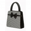 Sac à main carré vintage Banned à noeud papillon et motif noir et blanc