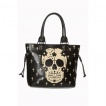 Sac à main goth-rock Banned noir à crane de sucre beige et croix