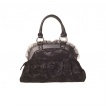 Sac à main goth-rock Banned noir à dentelle, noeud papillon et froufrou