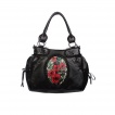 Sac  main gothique Banned noir  motif style came  roses rouges et dentelles