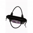 Sac à main gothique Banned noir à motif violet avec chouettes et manoir hanté