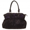 Sac à main gothique Banned noir et violet à dentelle et noeud papillon