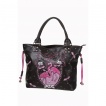 Sac  main punk-rock Banned  motif flamants roses macabres et palmiers