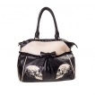 Sac à main punk-rock Banned noir et crême à cranes en face à face