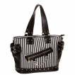 Sac  main punk-rock Banned rivet noir et blanc  rayures avec menottes