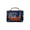 Sac à main rétro Banned bleu marine et marron style cartable à noeud papillon