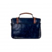 Sac à main rétro Banned bleu marine et marron style cartable à noeud papillon
