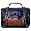 Sac  main rtro Banned bleu marine et marron style cartable  noeud papillon