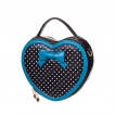 Sac à main Rockabilly Banned noir et bleu à pois en forme de coeur avec noeud papillon