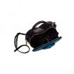 Sac à main Rockabilly Banned noir et bleu à pois en forme de coeur avec noeud papillon