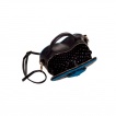 Sac  main Rockabilly Banned noir et bleu  pois en forme de coeur avec noeud papillon