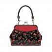 Sac à main Rockabilly Banned noir et rouge à motifs cerises et fleurs