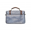 Sac à main vintage Banned bleu usé et marron style cartable à noeud papillon