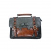 Sac  main vintage Banned gris et marron style cartable  noeud papillon