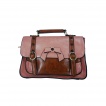 Sac à main vintage Banned rose pastel et marron style cartable à noeud papillon