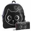 Sac  dos noir  tte de chat mignon 