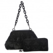 Sac en velours noir  motif chandeliers anciens  bandoulire chaine - BANNED