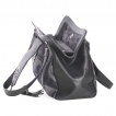 Sac fourre-tout gris effet fume  pentagramme lunaire et pompon