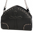 Sac gothique Banned à bandoulière chaine et similicuir décoré d'une croix et de rivets