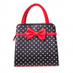 Sac  main carr Rockabilly Banned noir et rouge  pois et noeud papillon